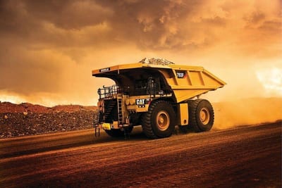 Autocarro per terra e rocce foto di un autocarro gatto
